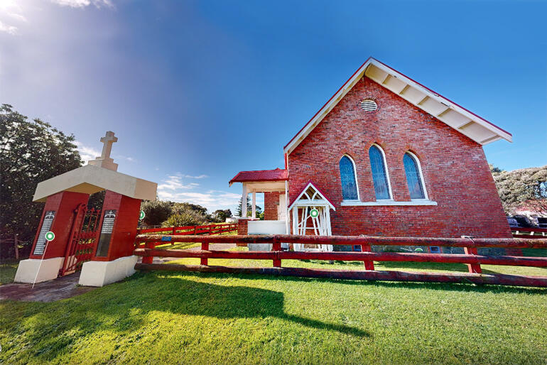 Pātoromu Church from one of the many angles the scan allows it to be viewed.