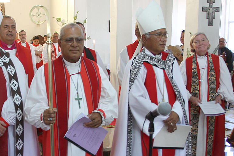Bishop 'Afa Vaka stands before his people with the resolve to serve as their new shepherd on his ordination day in 2017.